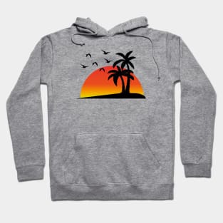 Sunset And Palm Tree Hoodie